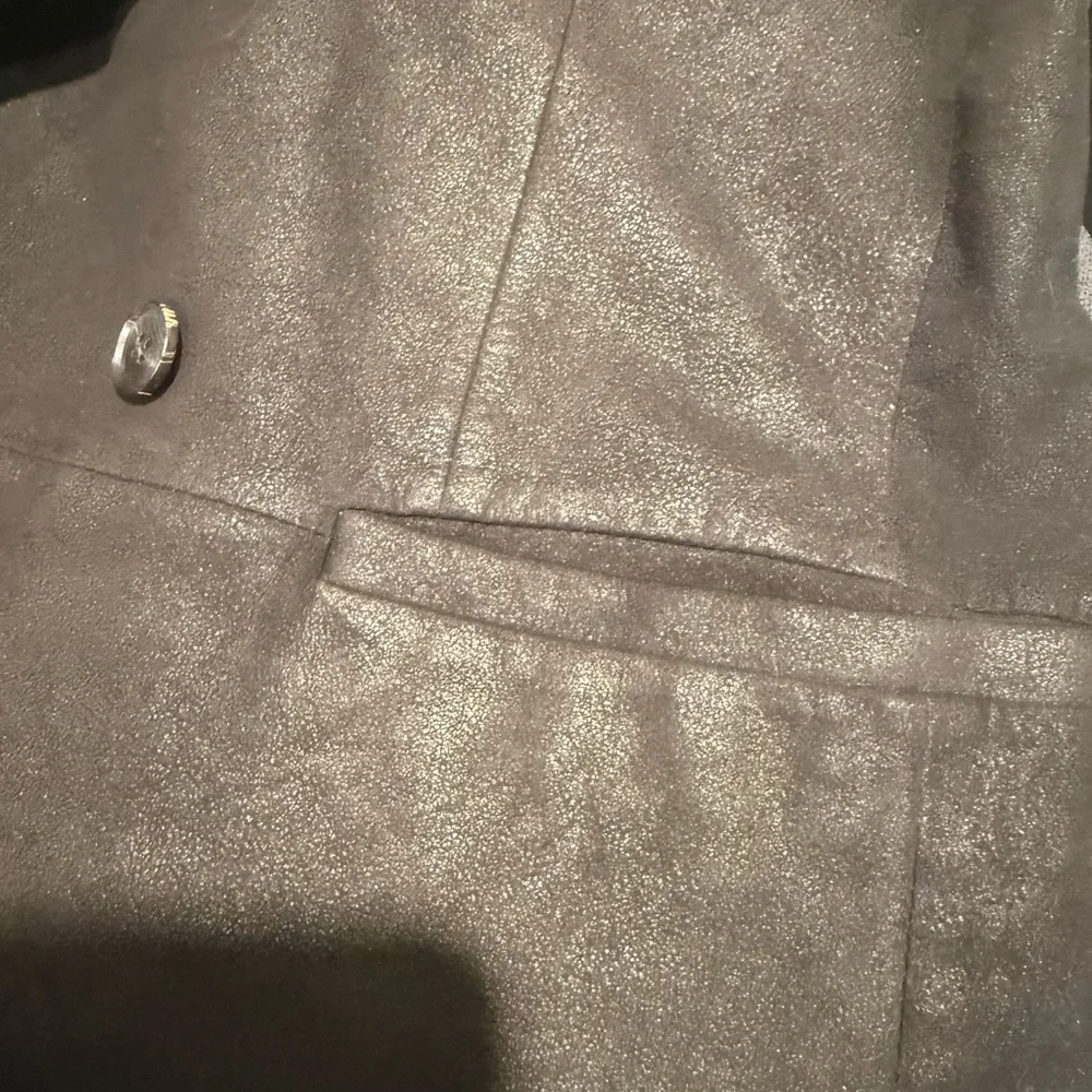 John Varvatos EUC Men's Size Eu 48 US 38 Black Double-Breasted Sheepskin Blazer - Picture 14 of 16